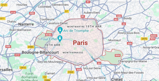 Map of Paris City